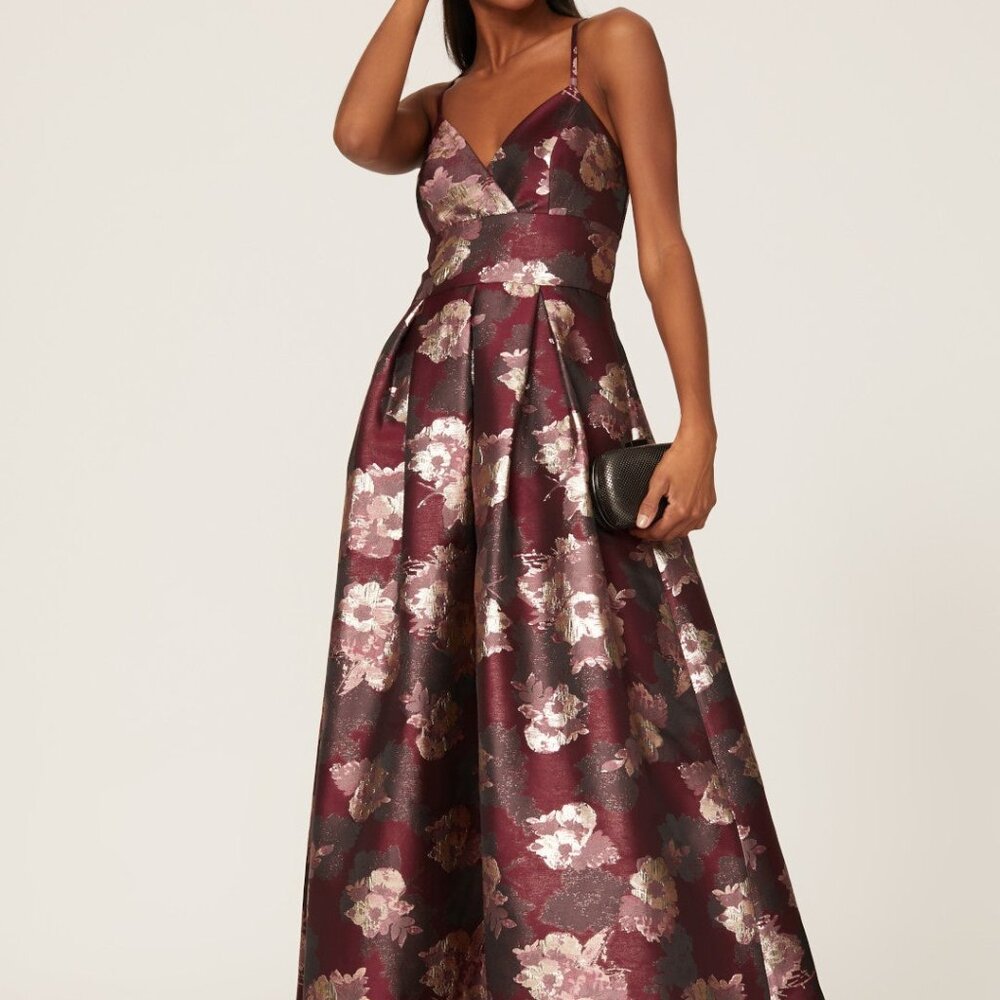 Hutch Burgundy Floral High Low Dress